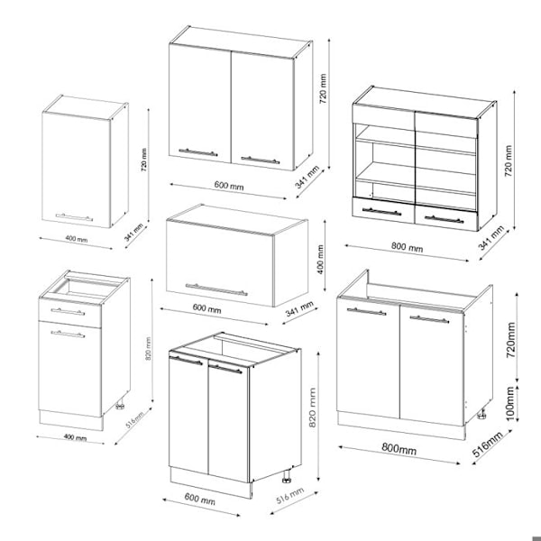 Fame-Line kök, 240 cm, PT Ek, Lantvit/vit, Vicco Country vit/vit, Vit