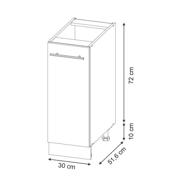 Fame-Line köksmöbel, 30 cm utan bänkskiva, Vit, Vicco Country vit, vit