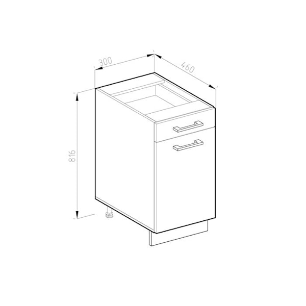 køkkenmøbel R-Line, 30 cm PT Marmor, Hvid landstil, Vicco Country vit, vit