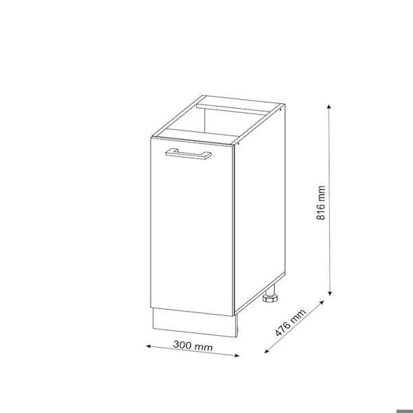 Køkkenmøbel R-Line, 30 cm uden bordplade, Sonoma, Vicco