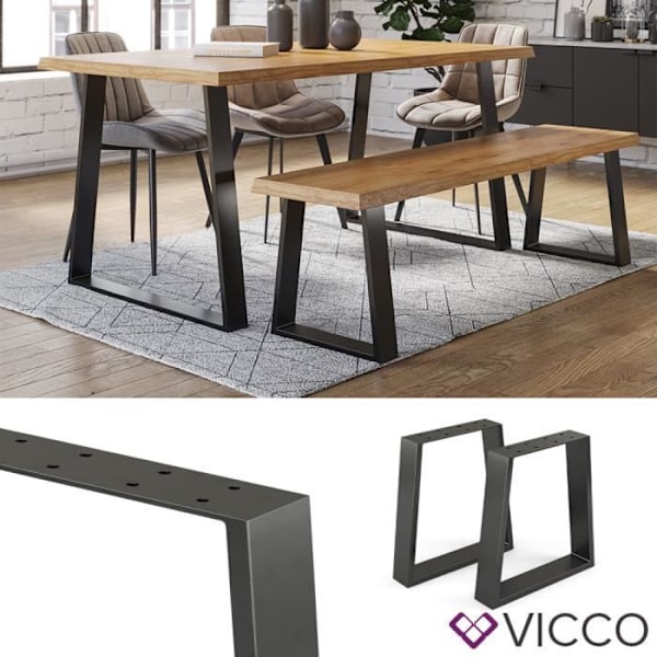 Vicco Loft bordsben, bordsfot, soffbord, möbelben Svart