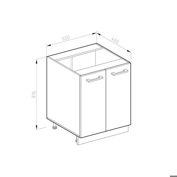 Universelt lavt møbel R-Line, 60 cm med døre, uden bordplade, Sonoma, Vicco Sonoma, vit