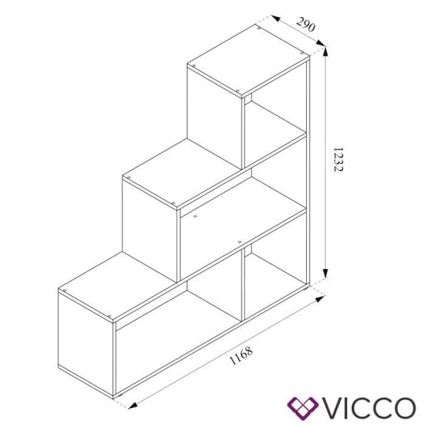 Vicco Asym Stjärnhylla med 4 fack Garderobsförvaring Betong