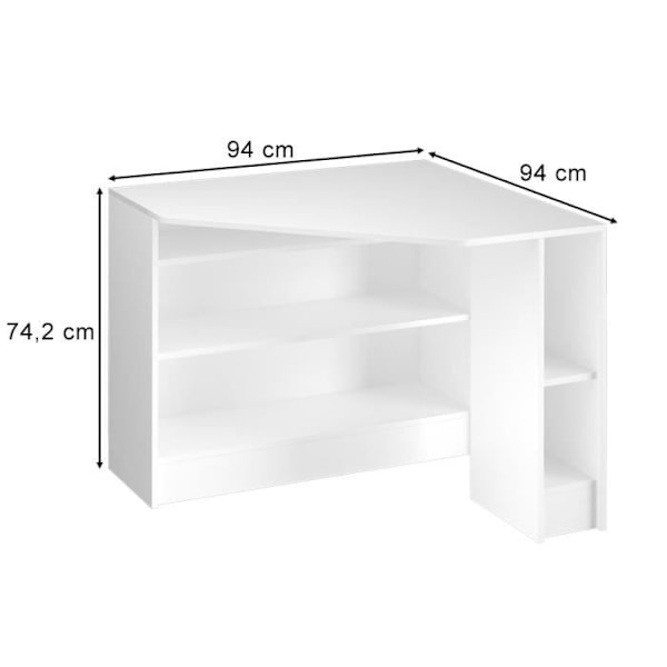 Vicco Corner Desk Toimistopöytäpöytä Alvaro Valkoinen Tietokonepöytä 94 x 94 cm