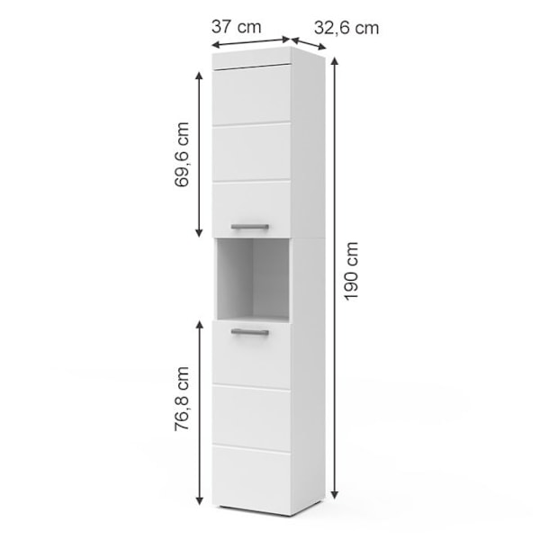 Vicco Luna kylpyhuonekaappi, valkoinen, 37 x 190 cm Vit