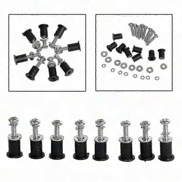 Harley Front Headlight Bucket Nacelle Well Nut Kit Ersättning black  silver