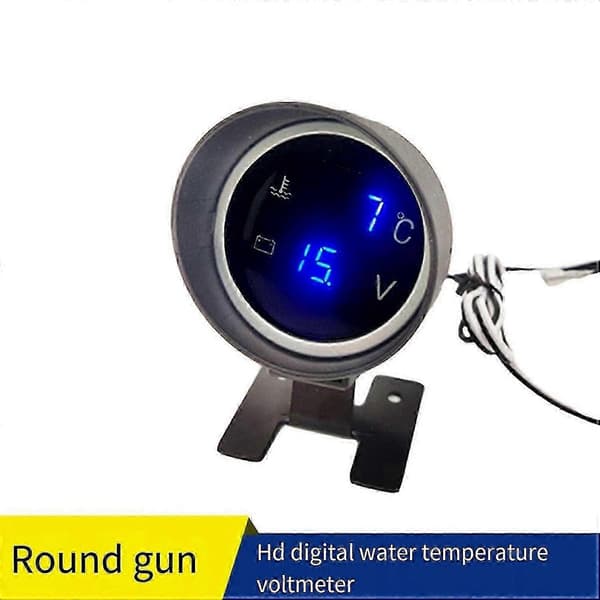 2 i 1 12V 24V Rund LED Digital Bil Lastebil Vanntemperaturmåler rød