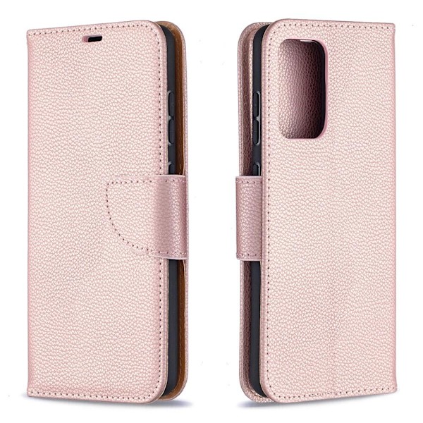 SKALO Yhteensopiva Samsung A52/A52s Premium Litsi Lompakkokotelo - Pinkki Pink Rosa