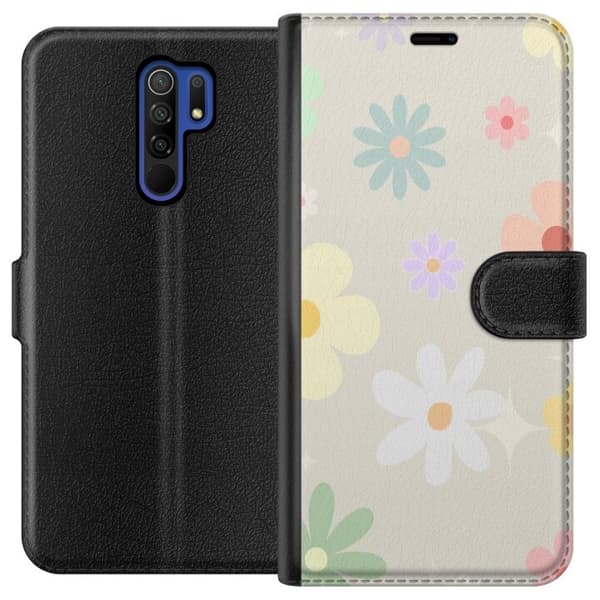 Plånboksfodral för Xiaomi Redmi 9 med fejdande blommor 100
