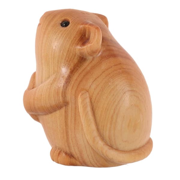 Trehåndverk Hamsterstatue for dekorasjon Lysebrun Trepynt