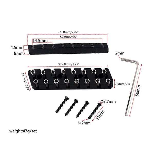 Gitarrlås Sadel Gitarrdelar Med Skiftnyckel Används Med Tremolo Toppmonterad Design Instrumenttillbehör Svart 6 string