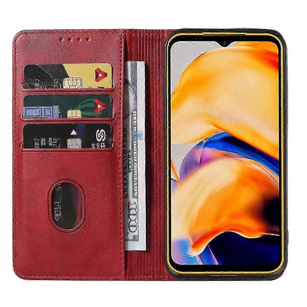 För Ulefone Armor X13 Magnetisk Stängning Läder Telefonfodral Red
