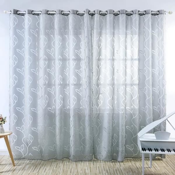 Slingergardin - Grå folie - 100 x 250 cm - Polyester - Öljetter