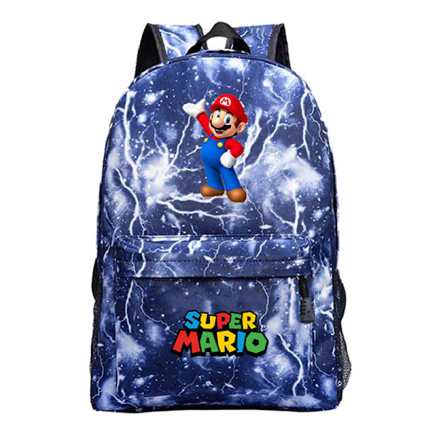 Super Mario Ryggsekk Multi Character Videospill Skoleveske Reise Y Lightning Blue