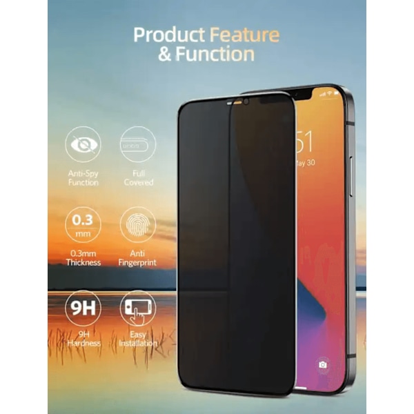 3-Pack iPhone 11 PRO / iPhone X / iPhone XS Screen Protector Privacy in Premium Tempered Glass