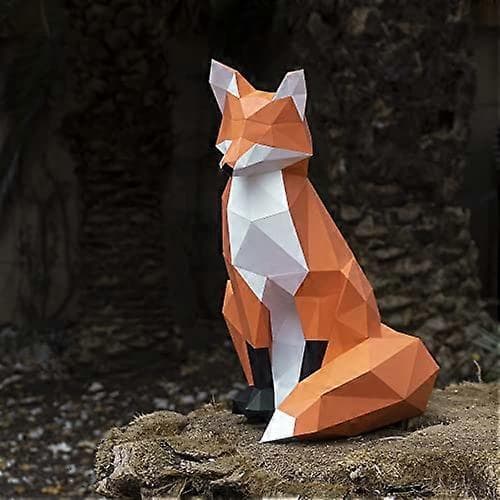 ZK-1st Fox Papperspysselset, Abstrakt Low Poly Djur DIY Kit Heminredning