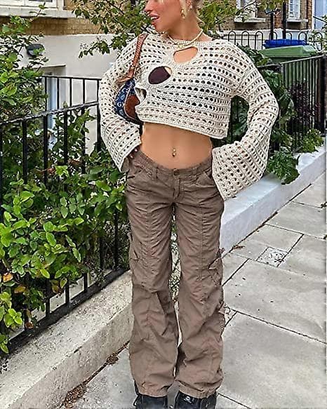 Y2K Cutout Topp Långärmad för Kvinnor