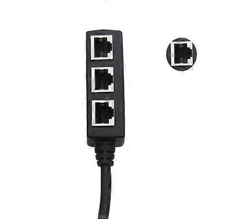 Netværkssplitteradapter, 1 han til 3 hunstikport Ethernet-netværkssplitteradapterkabel egnet Ethernet (1 stk, sort) Black 45 cm