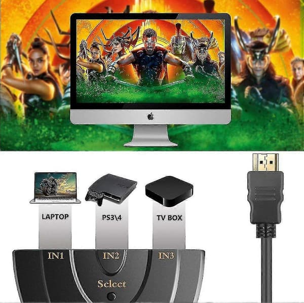 Hdmi-switch 3-portars Hdmi-splitterkabel | Hdmi-kabelomkopplare