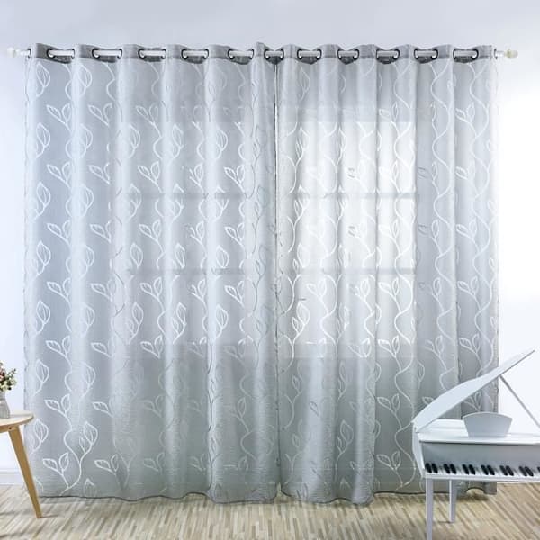 2 kpl läpikuultavia verhoja - kodinsisustus - 100 x 250 cm - harmaa