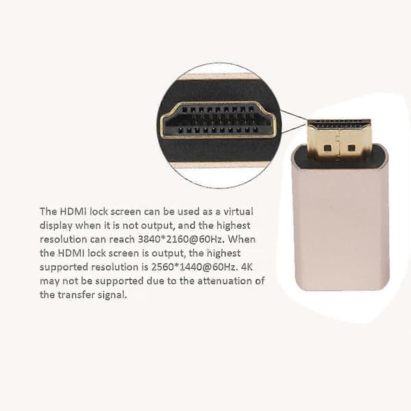 2x HDMI-låseskærmssignalholder KVM HDMI2.0 virtuel adapterstik