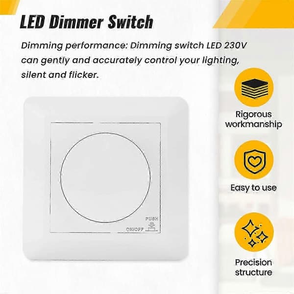 LED Dimmerbryter, Innfelt Dimmer for Dimbar LED og Halogen, 5-300 W Dimmerbryter LED, Pha Edition 0428