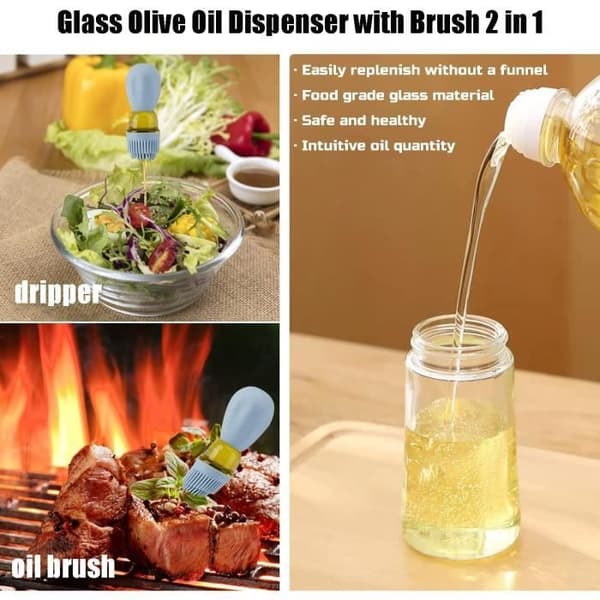 Olje flaske - ZGEER - 200 ml - Silikon - Integrert børste - Blå