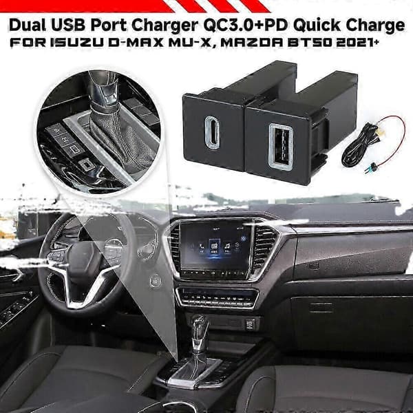 Bryterknapp USB-C PD + USB-A QC3.0 Port Socket Kits For Isuzu D-Max MU-X 20-24 Edition 0119