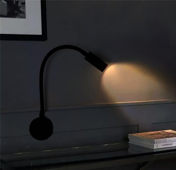 Sæt med 2 sorte aluminiums sengelamper, skrivebordslampe varm hvid