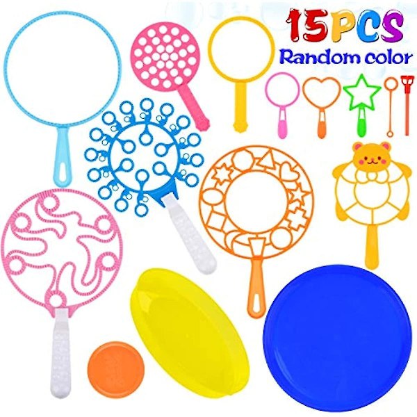 Bubble Wands Set, 15st Big Bubble Wand-leksaker med bricka, stora bubbeltillverkningsleksaker för barn, för utomhuslek