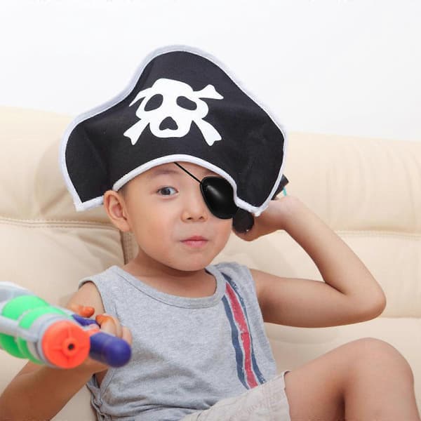 Svart piratøyepatch justerbart cosplaytilbehør for piratfester