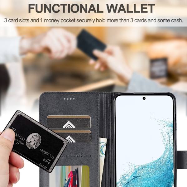 LC.IMEEKE Plånboksfodral Kompatibelt med Samsung Galaxy S24 FE Svart