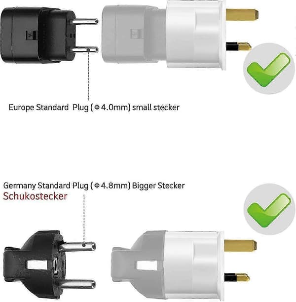 Europæisk til adapter, 1-pak stikadapter EU til stikadapter 2-benet stikadapter til 3-benet - Hvid