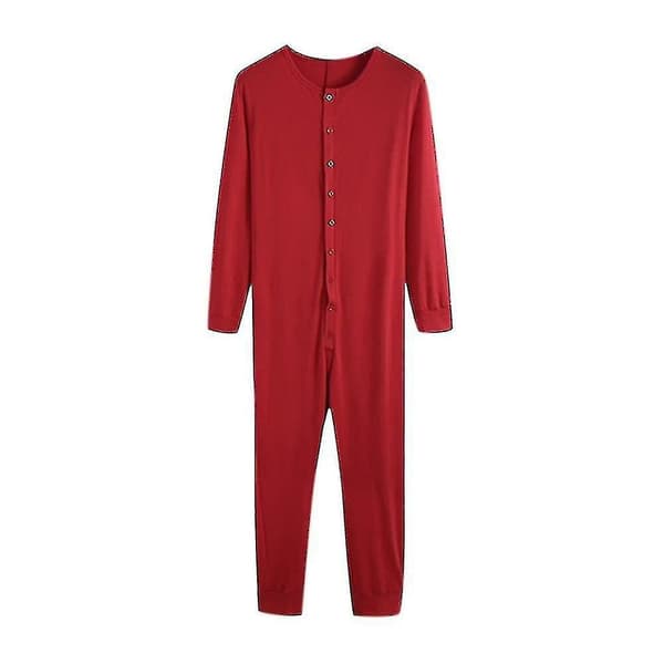 Herre Heldragt Lange Underbukser Nat Pyjamas Jsir Rød Red M