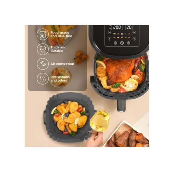 3-delt silikonformtilbehør til airfryer, gjenbrukbart silikonbakepapir til varmluftsfrityrkoker, oljefritt