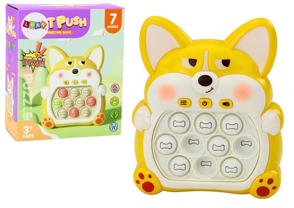 Pop-It Fox spillekonsol til børn 3+ gul, 7 spiltilstande, AAA-batteri 170