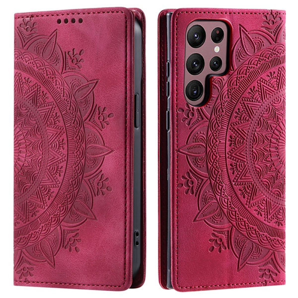Samsung Galaxy S24 Ultra Flip Cover Mandala Læder Pink 94
