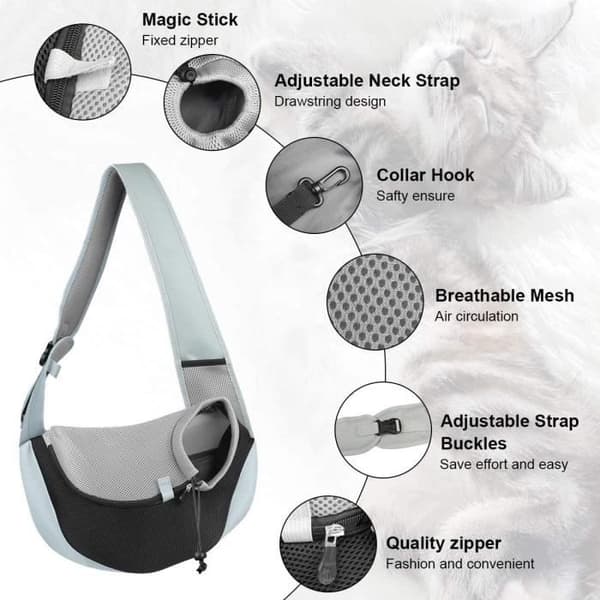 Skuldertaske til små og mellemstore hunde og katte - Sort - Medium