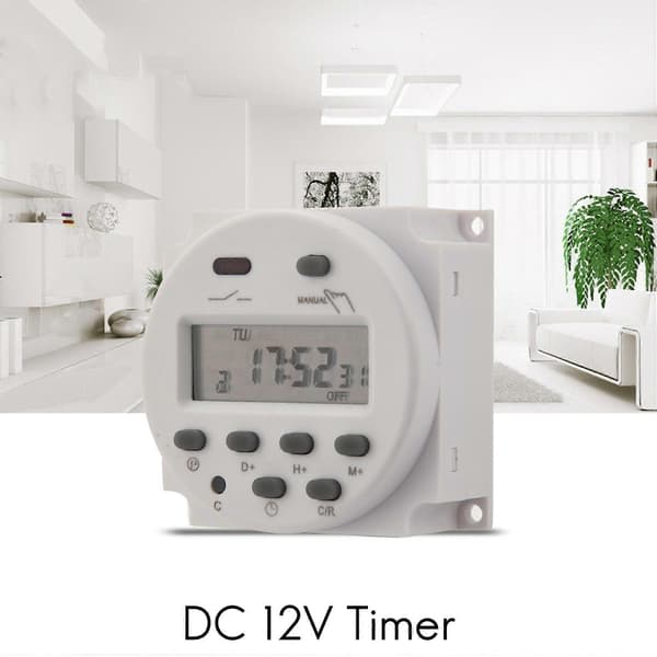 DC 12V Digital LCD Programmerbar Timer Tidsbryter Relé 16A Ampere white