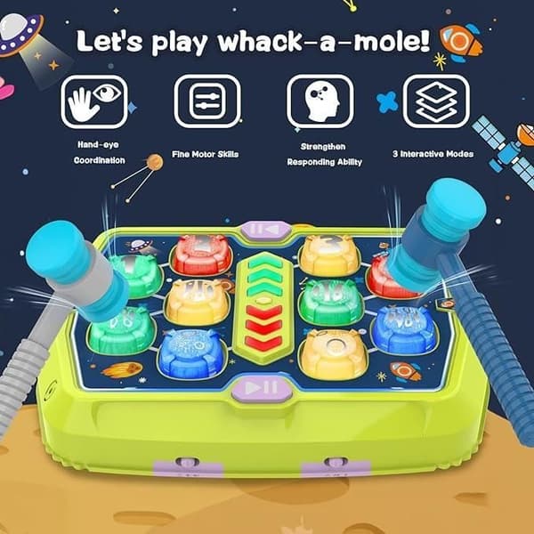 Brettspill - ZGEER - Whack a Mole - 2 hammere - 3 moduser - Musikk og lys