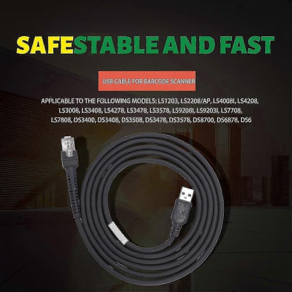 LS2208 LS4208 DS9208 USB-datakabel - Erstatningsstrekkodeskannerkabel for Zebra-skannere utgave 0909 5 5