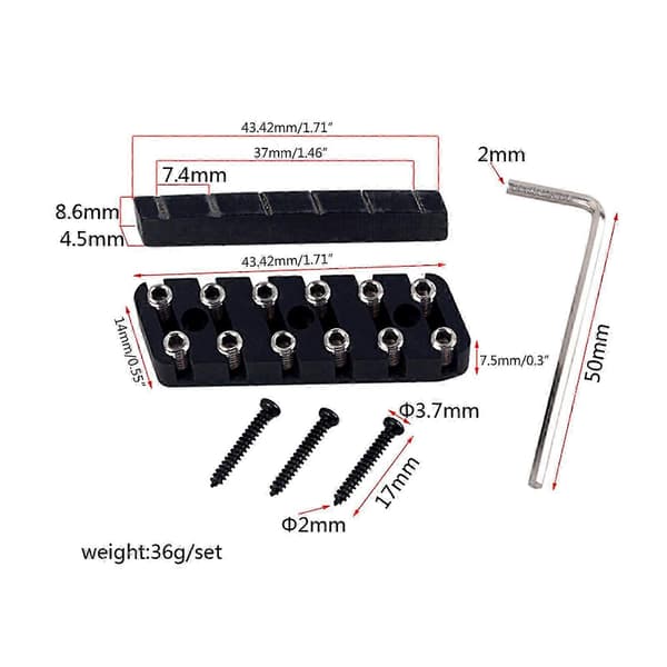 Gitarrlås Sadel Gitarrdelar Med Skiftnyckel Används Med Tremolo Toppmonterad Design Instrumenttillbehör Svart 6 string