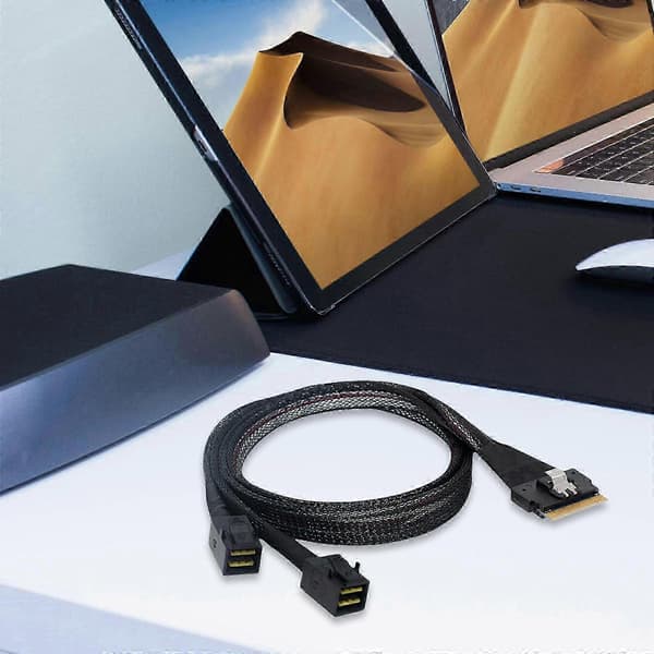 SFF-8654 8i til dobbelt SFF-8643 datakabel understøtter SLIM SAS4.0 hurtig hastighed til serverlagerforbindelse 0.8m