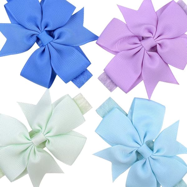 40 st flickor grosgrain band hårrosetter 3\" elastiska håraccessoarer för spädbarn nyfödda småbarn H
