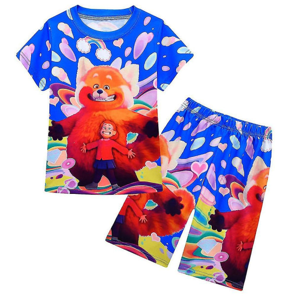 Turning Red Børne Nattøj Kortærmede Overdele Shorts Bukser Pyjamas Sæt Sommer Casual Nattøj Outfits