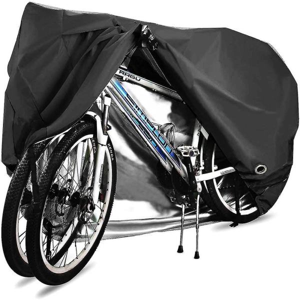 Sykkeltrekk for 2 sykler Vanntett 210d pustende utendørs sykkelbeskyttelsesdeksel med låsøyer beskyttelse Ft