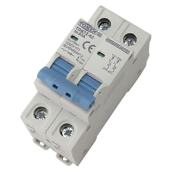 2P 1000V DC Mini effektbryter for solcelleanlegg - DC MCB beskyttelse for solcellepaneler 63A