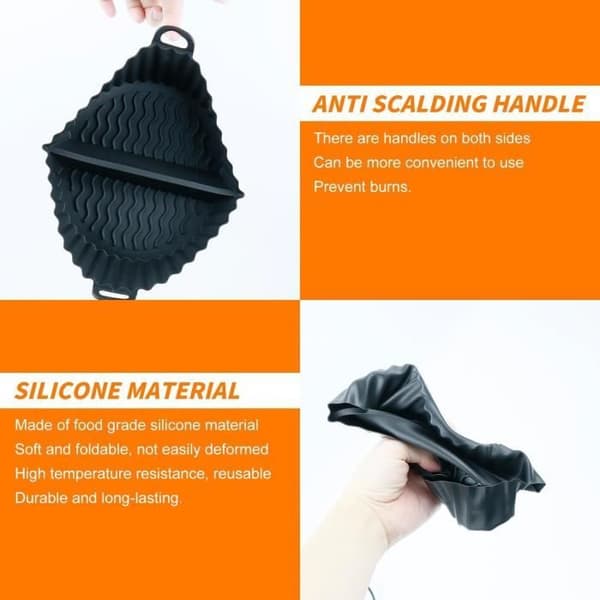 Airfryer Silikoneform - MARSEE - 2 Stk - Genanvendelig - Sort - 20x16x6.5 cm