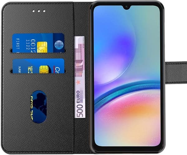 Etui til Samsung Galaxy A25 5G, Flip Læderetui med Magnetisk Lukning og Multifunktionel Sort - New&Teck