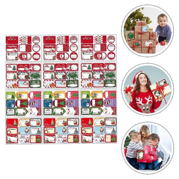 Julklappsetikett för dekoration 12 ark självhäftande förpackning